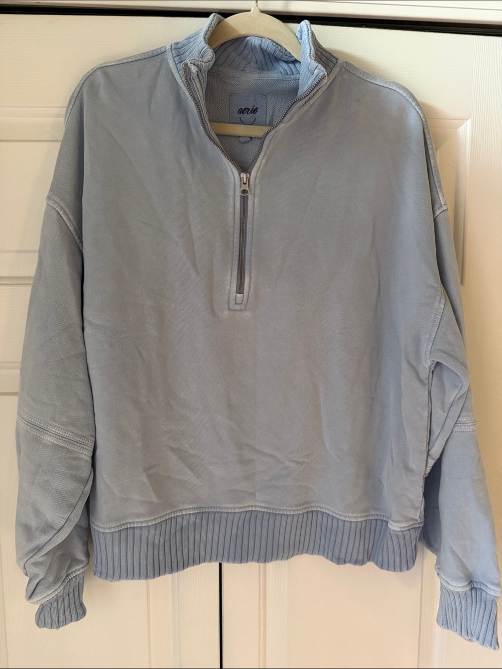 aerie Womens Light Blue Quarter-Zip Pullover Sweater